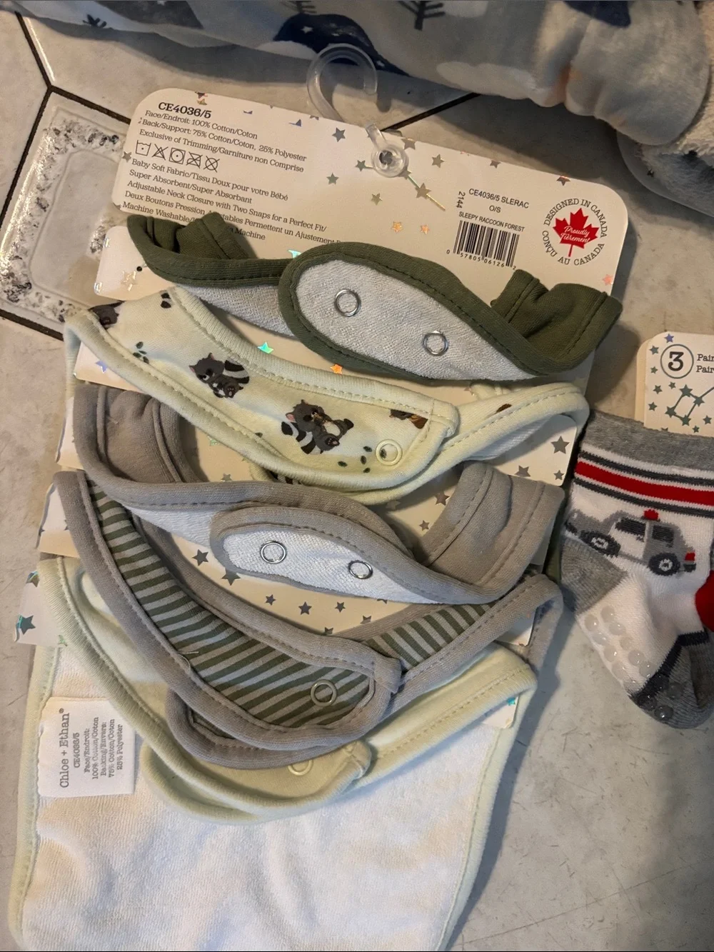 Baby Hooded Towel and Bib Set - Gray and Blue